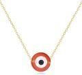wholesale Gold 14K Gold Red Evil Eye Hamsa Hand Butterfly Heart Charm Pendant Necklace-0-0