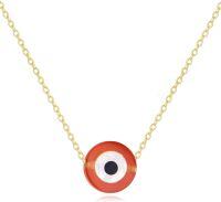 wholesale Gold 14K Gold Red Evil Eye Hamsa Hand Butterfly Heart Charm Pendant Necklace-Garnet