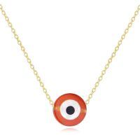 wholesale 14k Gold Evil Eye Necklace Pendant-Garnet