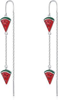 wholesale 925 Sterling Silver Watermelon Slice Drop Earrings for Women Girls-Watermelon