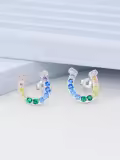 TOUPOP White Gold Plated S925 Sterling Silver Horseshoe Stud Earrings-0-3