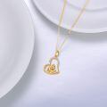 wholesale 14k Gold Mother Baby Heart Pendant Necklace With Cubic Zirconia For Mom-0-3