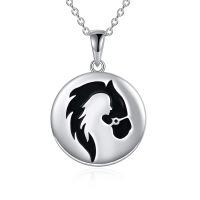 wholesale 925 Sterling Silver Horse Silhouette Pendant Necklace-horse women