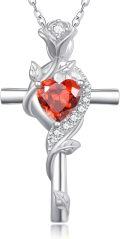 wholesale Sterling Silver Rose Cross Pendant Necklace for Women-0-108