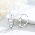 wholesale 925 Sterling Silver Blue Moonstone Cat Dangle Earrings Gift for Women Girls Jewelry Accessories-0-1