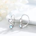 wholesale 925 Sterling Silver Cute Cat Moonstone Drop Earrings For Women White Gold Plated-0-1