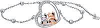 wholesale 925 Sterling Silver Heart-Shaped Charm Bracelet with Cows and Elephants - Cute Animal  for Women & Girls-Cow