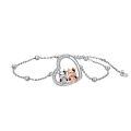 wholesale 925 Sterling Silver Cow Couple Heart Charm Bracelet Two Tone Rose Gold Crystal Beads-0-0