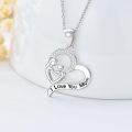 wholesale 925 Sterling Silver Mother Child Heart Necklace I Love You Mom Pendant-0-2