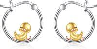 wholesale 925 Sterling Silver Ducky Hoop Earrings - Adorable Gift for Her-Duck