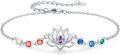 wholesale 925 Sterling Silver Rainbow Lotus Flower Anklet with 7 Chakras Stones - Adjustable Yoga Meditation s for Women Mothers' Day-0-0