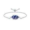 wholesale 925 Sterling Silver Blue Lapis Lazuli Hexagonal Adjustable Bolo Bracelet for Women Fine s-0-0