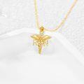 wholesale 14K Yellow Gold Caduceus RN Pendant Necklace for Nurses Gifts-0-2