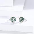 wholesale 925 Sterling Silver Green Cats Eye Agate Heart Stud Earrings - Celtic Irish Style  for Her-0-1
