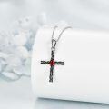 wholesale 925 Sterling Silver Gothic Red Crystal Cross Pendant Necklace for Women GOTHIC JEWELRY GIFTS-0-1