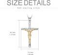wholesale 925 Sterling Silver Gold Plated Jesus Christ Crucifix Pendant Necklaces for Men/Women Christian Gifts Religious Jewelry with Chain 24 + Extender-0-3