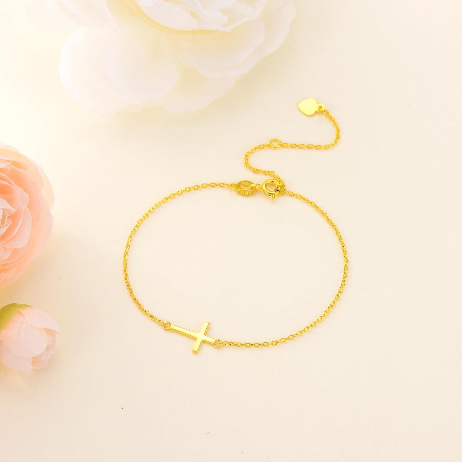 wholesale Gold Religious Cross Bracelet for Women - 7 inches Long -0-4