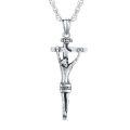 TOUPOP Stainless Steel Zircon Gothic Cross Pendant Necklace for Men-0-0