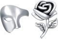 wholesale 925 Sterling Silver Phantom of the Opera Rose Stud Earrings Theater Gift for Women and Men-0-0