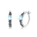wholesale 925 Sterling Silver Vintage Moss Agate Hoop Earrings for Women Gifts-0-21
