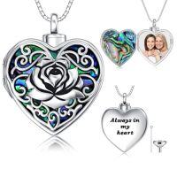 wholesale TOUPOP Urn Necklace For Ashes Sterling Silver Abalone Shell Cremation Jewelry For Ashes Jewelry Gifts For Nature Lovers Keepsake Memorial Jewelry For Women -style_name:32-Rose-Holds Pictures