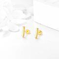 wholesale 14K Gold Minimalist Bar Stud Earrings 9.4mm Elegant Feminine Jewelry Gift for Women-0-2