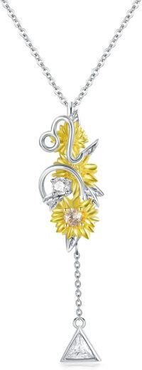 wholesale TOUPOP Sunflower Necklace For Women Sterling Silver You Are My Sunshine Y Pendant Necklace Anniversary Birthday Christmas Jewelry Gifts For Mom Wife Girlfriend Sister Friend -undefined