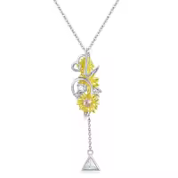 TOUPOP Sterling Silver Sunflower Y Pendant You Are My Sunshine Necklace-undefined