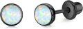 wholesale 925 Sterling Silver Round Opal Stud Earrings for Women - Black Plated-0-0