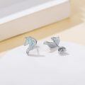wholesale 925 Sterling Silver Opal Horse Head Stud Earrings with White Stone Accents-0-3