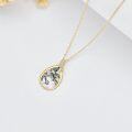 wholesale 14K Gold Teardrop Moss Agate Pendant with Diamonds - Adjustable Chain (Length: 32-70cm)-0-2