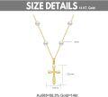 wholesale 14K Gold Religious Cross Pearl Beaded Chain Pendant Necklace for Women - 18 Inches-0-2
