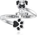 wholesale 925 Sterling Silver Cute Puppy Corgi Dachshund Pug Yorki Adjustable Dog Rings for Women-0-0