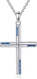 wholesale 925 Sterling Silver Blue Enamel Celtic Cross Pendant Necklace for Women Girls Christian  Ideas 45cm Chain Length-0-0