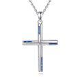 wholesale 925 Sterling Silver Blue Enamel Celtic Cross Pendant Necklace for Women Girls Christian  Ideas 45cm Chain Length-0-0