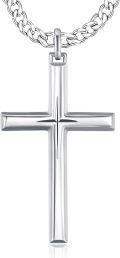 wholesale 925 Sterling Silver  Mens Cross Pendant Chain Necklace  for Him -0-0