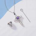 wholesale TOUPOP Cross Urn Necklaces For Ashes Birthstone Cremation Jewelry 925 Sterling Silver Heart Cross Memorial Keepsake Funeral Jewelry For Women (with Funnel Filler) -0-1