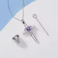 TOUPOP Sterling Silver Birthstone Cross Urn Necklace For Ashes Memorial Keepsake-0-1