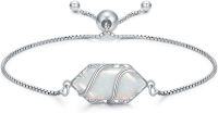 wholesale  Sterling Silver Hexagon Gemstone Bracelet for Women Fine Jewelry Gift -Opal