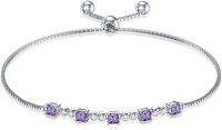 wholesale TOUPOP Bracelet For Women Sterling Silver Classic Birthstone Tennis Bracelet With Fashion Jewelry Gifts For Women Teen Girls Friend Birthday | Adjustable Silder (a-06-june-alexandrite) -undefined