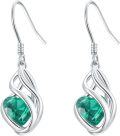 wholesale TOUPOP Emerald Earrings S925 Sterling Silver Love Heart Dangle Hook Drop Earrings Dainty Birthday Christmas Jewelry Gifts For Women Sister Mom -0-0