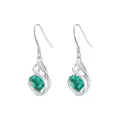 TOUPOP Sterling Silver Emerald Heart Dangle Drop Earrings-0-0