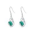 TOUPOP Sterling Silver Emerald Heart Dangle Drop Earrings-0-0