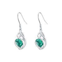 TOUPOP Sterling Silver Emerald Heart Dangle Drop Earrings-undefined