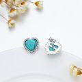 wholesale 925 Sterling Silver Heart-Shaped Turquoise Stud Earrings for Women - Boho Style Western s-0-3