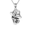 wholesale 925 Sterling Silver Metal Stone Gothic Skull Hat Rose Pendant Necklace Wholesale Halloween-0-0