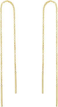 wholesale 14K Yellow Gold Pearl Threader Earrings for Women, 6mm Pearl Drop, 4 Adjustable Lightweight Hypoallergenic Gift-14k yellow gold threader earrings