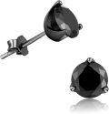 wholesale 925 Sterling Silver Round CZ Black Stud Earrings Hypoallergenic s for Women Girls-0-0