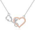 wholesale 925 Sterling Silver Heart & Stethoscope Pendant Necklace for Nurses Gifts-0-0