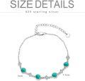 wholesale 925 Sterling Silver Green Turquoise and White CZ Beaded Chain Anklet for Women 7 + Extender-0-2